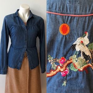 Anthropologie Holding Horses Embroidered Shirt